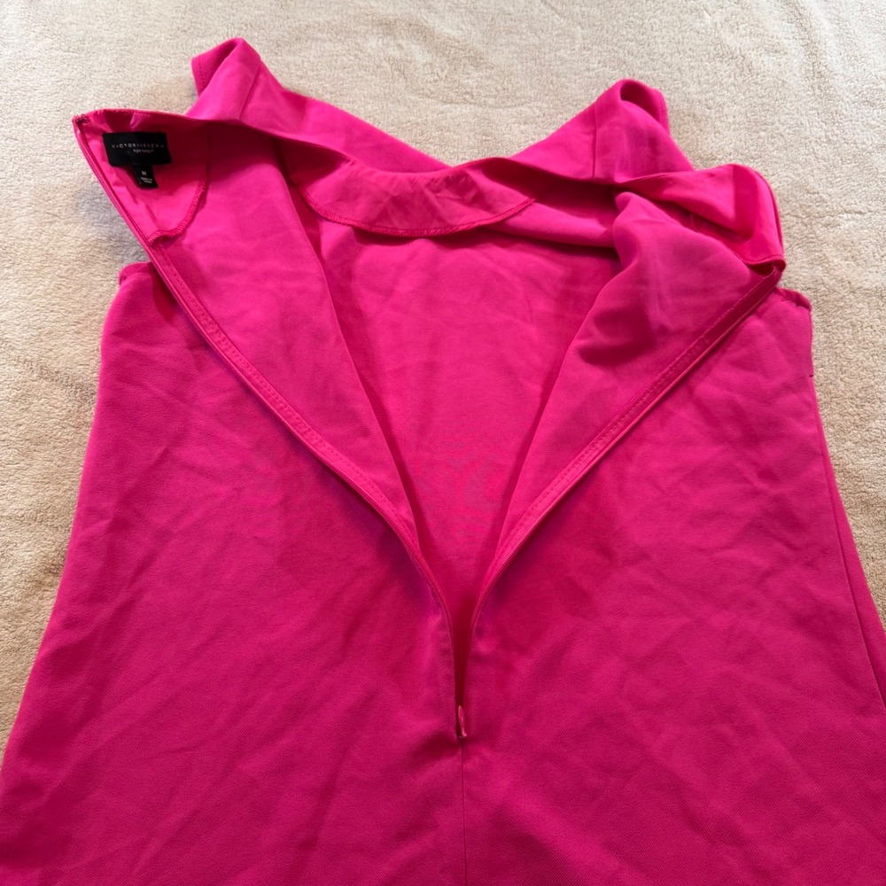 Victoria Beckham Pink Ruffle Hem Shift Dress Sleeveless Mini Mod Party Sz M - Picture 13 of 15